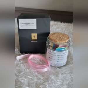 Bible Verses Jar with Pink Ribbon